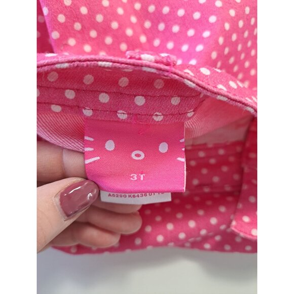Hello Kitty Pink Polka Dot Girls Halter Dress Embroidered Kitty Patch Girls 3T - Picture 7 of 8